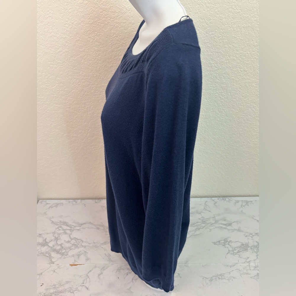WORTHINGTON Dark Blue Long Sleeve Boat Neck Pullover Womens Top Sz Large Knit - Picture 2 of 5